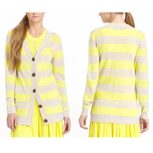 NWT Milly  Stripe Linen Knit Long Cardigan Size M - Picture 3 of 4